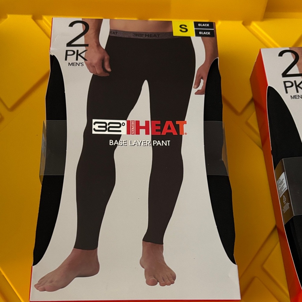32 Degrees Men's Black Heat Base Layer Pant, Size S, M, NWT